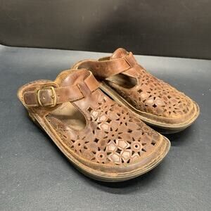 Alegria Women Clogs Sz 36 (US 6) Brown Leather Breezy CutOuts Comfort